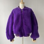 Women‘s Winter Coats Real Sheep Shearing Baseball Jacket Girls Overcoat