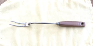 EKCO USA Stainless MEAT FORK 13" Copper Colored  Wood Handle Vintage 2 Pronged - Picture 1 of 5