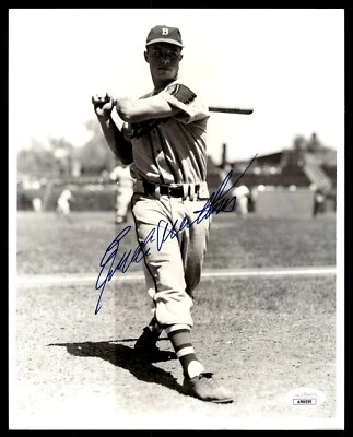 EDDIE MATHEWS SIGNED 8X10 PHOTO JSA COA - BOSTON BRAVES - Image 1 of 2