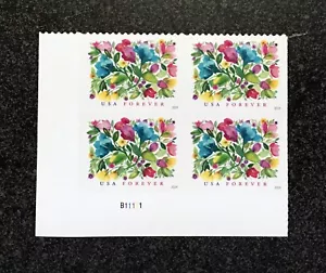 2024USA #5849 Forever Celebration Blooms - Plate Block of 4  Mint  wedding - Picture 1 of 4