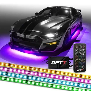 OPT7 AURA Underglow Car 4PC Flexible LED Lighting Kit APP Remote RGB Truck RV - Picture 1 of 9