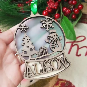 Snow Globe Personalised Christmas Name Hanger, Decoration, Penguin, Reindeer - Picture 1 of 12