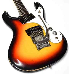 3-Tone Sunburst Mosrite Ventures E-Gitarre mit Bigsby Tremolo, schwarz - Bild 1 von 4