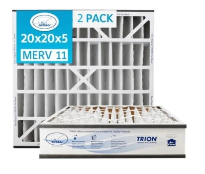 Trion Air Bear 259112-103 (2 Pack) Pleated Furnace Air Filter 20"x20"X5" MERV 11 - Image 1 of 4