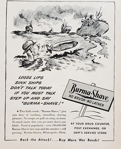 Birmania 1943-afeitado sin cepillo sin espuma torpedo barcos de guerra comprar bonos de guerra anuncio impreso - Imagen 1 de 1