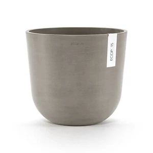 Ecopots Oslo Modern Round Recycled Composite Flower Planter, Taupe, 14” - Picture 1 of 7