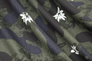 Cotton Twill Camouflage Army Green/Black/White Fabric by the Yard