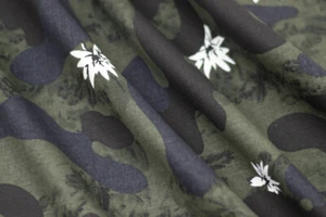 Cotton Twill Camouflage Army Green/Black/White Fabric by the Yard - Picture 1 of 2