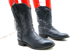 Acme marineblaue kurze Westernstiefel aus Leder zum Überziehen Damengröße 5 D - Bild 1 von 9