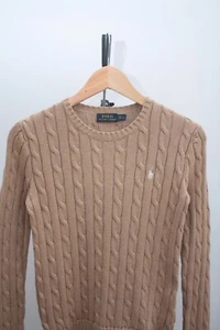 Polo Ralph Lauren maglione girocollo in cotone a maglia con cavi XS - Foto 1 di 8