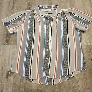 Vintage Shapely Button-Up 1-Pocket Blouse Size 16 Multicolor - Picture 1 of 8