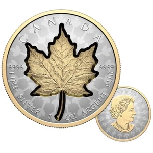 2024 Canada Super Incuse Silver Maple Leaf - Pure Silver Coin with Gold Plating - Bild 1 von 5