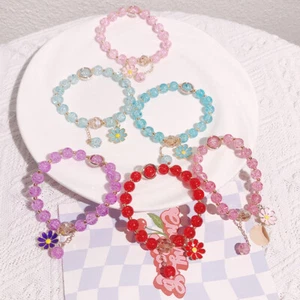 Bead Stretch Bracelet Colorful Daisy Flower Pendant Special Jewelry Charm Gift - Picture 1 of 16