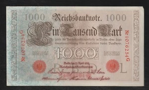 Germany, 1000 (1,000) Mark, 1910, P-44, AUNC Banknote, RED Seal - Picture 1 of 2
