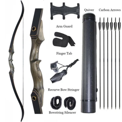 30-50lbs Archery 60'' Takedown Recurve Bow Arrows Set Right Hand Hunting Target - Image 1 of 4