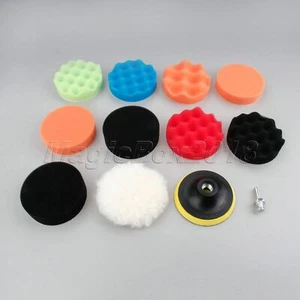 12Pcs 4" M14 Sponge Car Waxing Buffing Polishing Pad Kit with Drill Adapter - Picture 1 of 6
