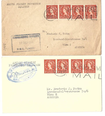 ARCTIC FISHERY PROTECTION SQUADRON 2 COVERS GB MARITIME MAIL SHIPS LAGOS DELIGHT - Image 1 of 2