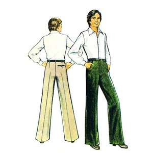 Patrón de costura década de 1970, pantalones para hombre - cintura: 30 - 39"" (76 - 99 cm) talla múltiple - Imagen 1 de 1