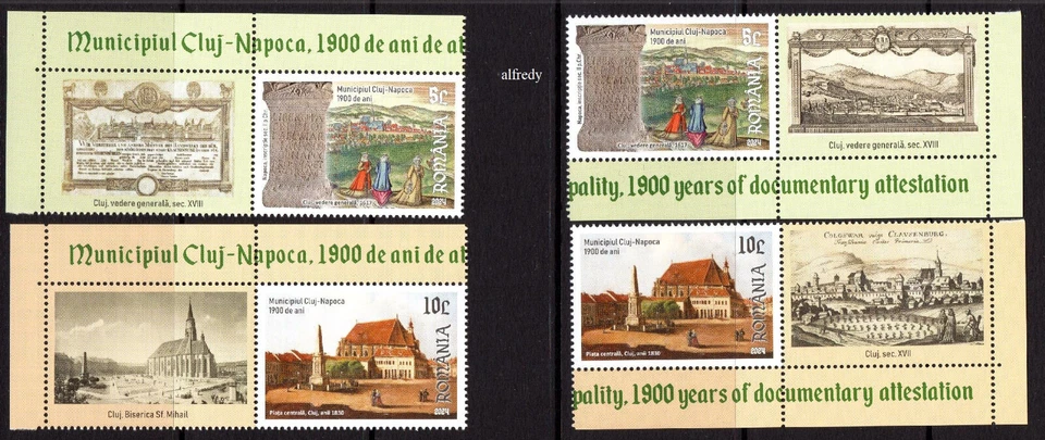 RUMANÍA 2024 Ciudad de Cluj-Napoca, Historia, Arquitectura, Etiquetas, MNH Foto 1 de 1