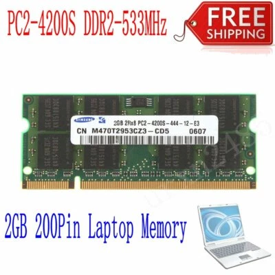 For Samsung 2GB PC2-4200S DDR2-533MHz 2Rx8 200Pin CL4 SODIMM Laptop Memory BT - Image 1 of 4