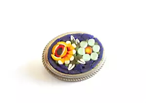 Masterpiece Vintage Micro Mosaic Millefiori Flower Bouquet Brooch Pin 1960's - Picture 1 of 3