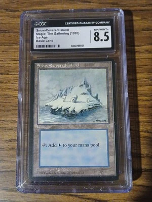 MTG✨SNOW-COVERED ISLAND ✨Ice Age CGC 8.5 NM 1995 Anson Maddocks Land Old School - Image 1 of 3