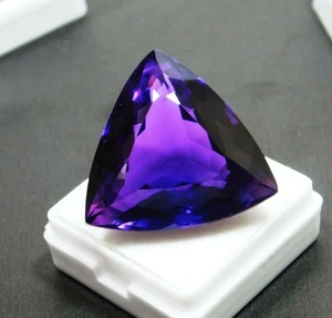 CERTIFIED Purple Natural Amethyst 49.00 Ct Loose Gemstone Trillion Cut Huge Size - Picture 1 of 9