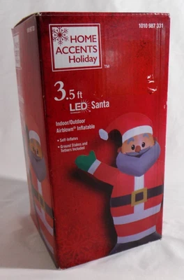 Home Accents Holiday 3,5 pies LED inflable Santa negro afroamericano Foto 1 de 4