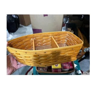 Longaberger Row Your Boat basket with protector & 2 wood dividers - Picture 1 of 6