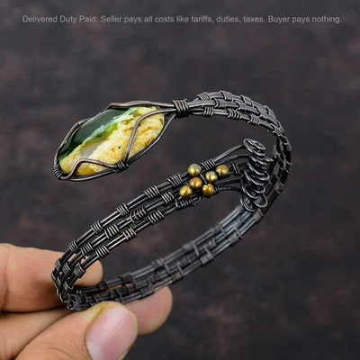 Oferta Cyber Monday Puño Envuelto Alambre Piedra Calcedonia Cromo Australiano Cobre Foto 1 de 4