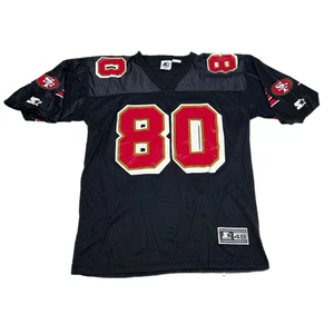 Camiseta deportiva vintage de los 90 Jerry Rice de los 49ers de San Francisco #80 negra talla grande - Imagen 1 de 8