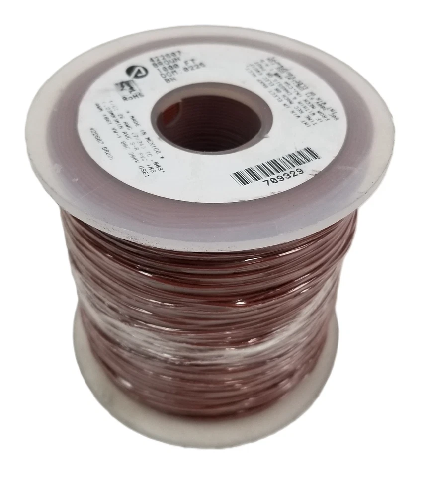 1000' Alpha 422607 BR001 26AWG Hook-Up Strand Wire Brown PVC 300V NEW - Изображение 1 из 4