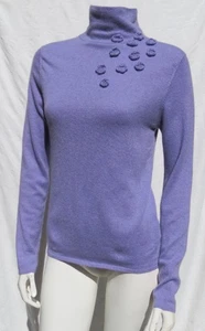 Forte Cashmere US Women’s S Lavendar Purple Soft Flower Turtleneck Sweater Top - Picture 1 of 7