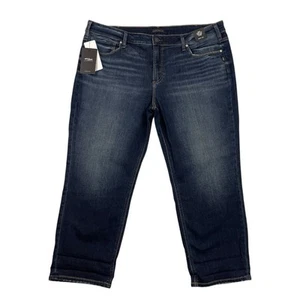 Silver Suki Jeans Womens Size 24W 23L Blue Curvy Fit Mid Rise Capri Denim NEW - Picture 1 of 15