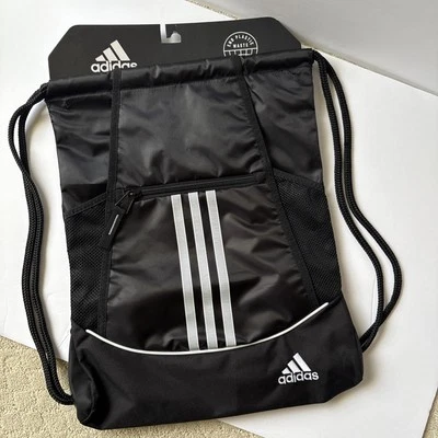 Bolsa Adidas Alliance II, preta, cordão de bolso com zíper (MSRP $20) - Imagem 1 de 3