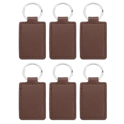 Engraving Keychain Blanks, 6Pcs Rectangle Leather Keychain Blanks, Black - Image 1 of 4