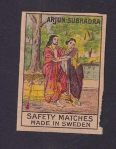 Ancienne étiquette allumettes Suède BN173686 Inde Arjun Subhadra Femme - Picture 1 of 1
