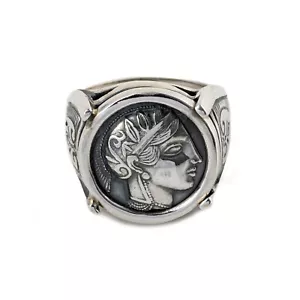 Antike griechische Göttin Athene Ring 925 Sterlingsilber vergoldet, altgriechisch - Bild 1 von 6