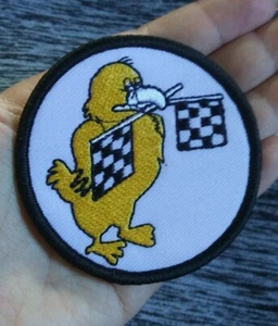VTG DUCK Patch Pit Stop Checkered Flag Race Car Races HOTROD ratfink PATCH - Picture 1 of 4