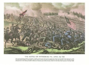 CIVIL WAR: Battle of Petersburg & Fall of Richmond- Currier & Ives- 9"X12" PRINT - Picture 1 of 2