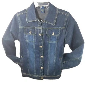 OshKosh B'Gosh Youth Large 14/16 Denim Trucker Jean Jacket Dark Wash Snap Front - Picture 1 of 9