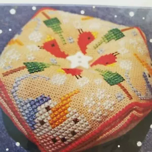 Barbara Ana Designs, Winter Biscornu Cross Stitch Chart, Christmas Holiday Decor - Picture 1 of 10