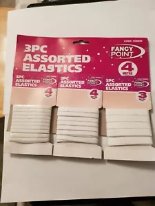 Fancy Point White 3pcs Assorted Sewing Elastics Bands 4m & 3m - Picture 1 of 9