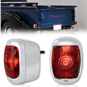 Par de conjunto de lentes de luz trasera de 12 V y carcasa cromada para camión Chevy y GMC 1940-53 - Imagen 1 de 12