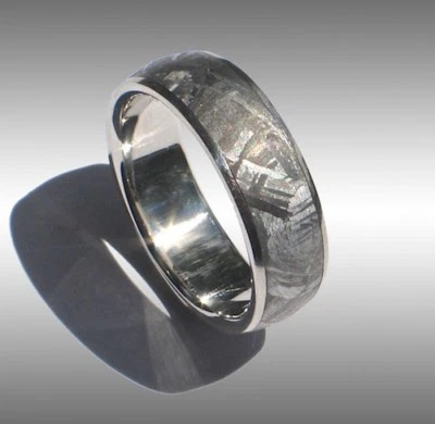 ANILLO METEORITO GABAÓN HECHO A MEDIDA ALIANZA DE BODA JOYERÍA #089 EN PLATINO! Foto 1 de 2