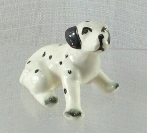 Dalmatian Dog Spotted Figurine Ceramic Glazed Miniature Vtg 2 x 2.5" crazing - Picture 1 of 7