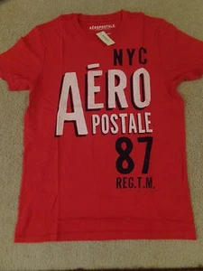 Aeropostale Aero Mens Embroidered Logo Graphic T Shirt red size medium - Picture 1 of 1