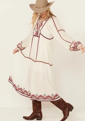 Vestido midi Free People Sweet Escape bordado crema pequeño nuevo sin etiquetas Foto 1 de 4