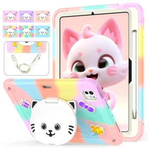 For Apple iPad Pro11 M4 2024 Kids Silicone Shockproof Cat Stand Strap Case Cover - Picture 1 of 48