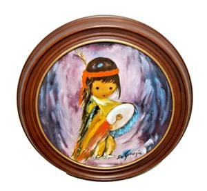 De Grazia Pima Indian Drummer Boy 1980 Framed Collector Plate #741/10,000 T1957 - Picture 1 of 14
